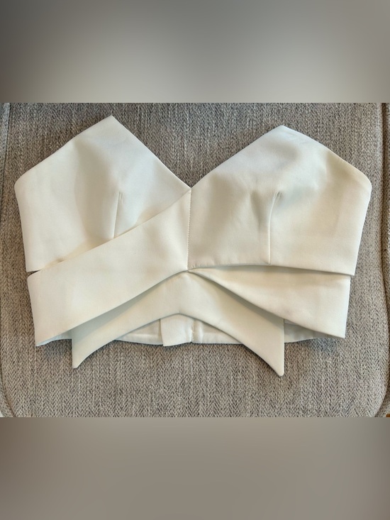 KEEPSAKE the Label Tops - KEEPSAKE the Label Ivory Strapless Peplum Crop Top